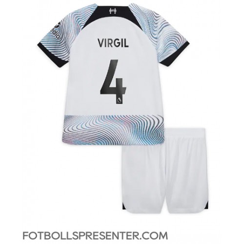 Liverpool Virgil van Dijk #4 Bortatröja Barn 2022-23 Kortärmad (+ korta byxor)